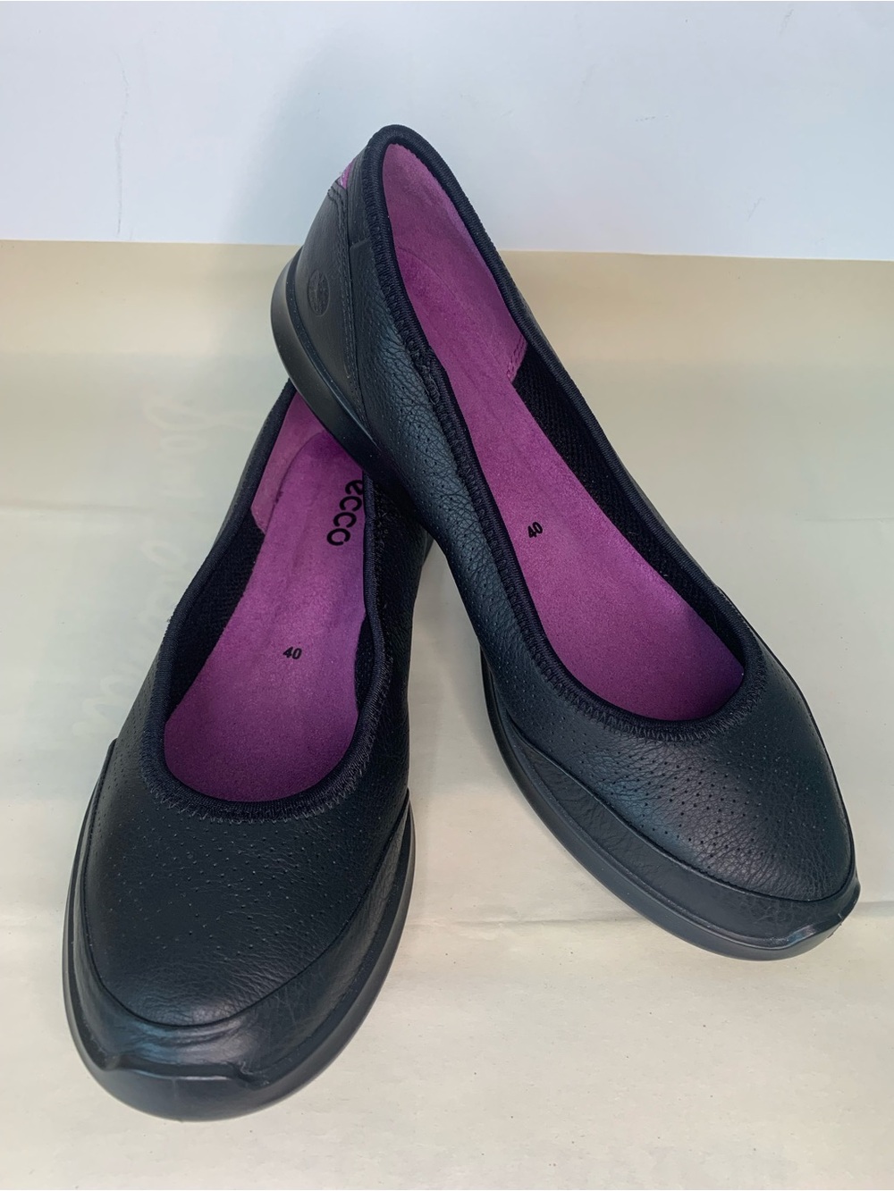ECCO Sense Ballet Comfort Flat, size 9M (40EU), black leather, NWOB